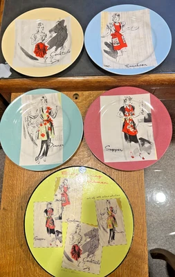 Set of 4 Dessert Plates: Entertaining Women by Rosanna/Retro Plates/original box - Image 1 of 4