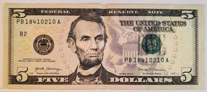 Date Note $5 Five Dollar Bill 1841 FEB/02 Or OCT/10 Fancy Serial Number 18410210 - Picture 1 of 2