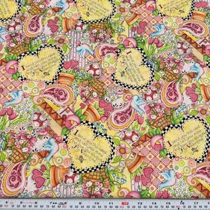 Mary Engelbreit 2014 by Cranston Valentines Collage Cotton by the HALF YARD - Picture 1 of 2