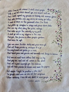 Pieza de punto de cruz terminada "Cuando soy una anciana" 14"x16" terminada - Imagen 1 de 10