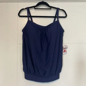 Lands End Tankini Swim Top Mujer’s 12 Blusa Azul Marino Acolchado Estante Sujetador NUEVO - Imagen 1 de 10