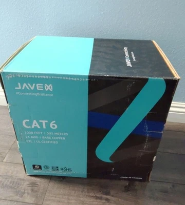 JAVEX CAT6 UL in-Wall Rated [23AWG, Solid Bare Copper] 600MHz ETL Listed 1000 ft - Image 1 of 2