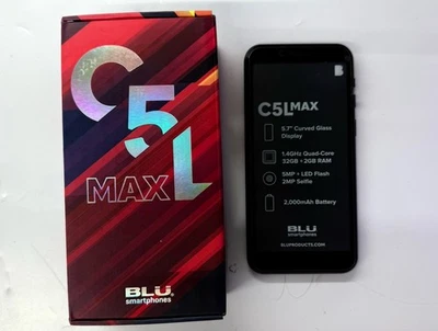 BLU C5L Max 32GB 4G LTE Dual SIM (Unlocked) Android Smartphone - Black NEW - Image 1 of 4