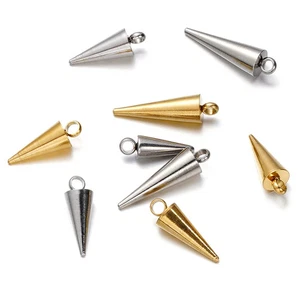 10 Pc Steel Cone Charms Retro Spike Pendants Jewelry DIY Earring Making - Picture 1 of 18