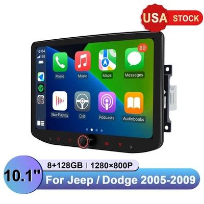 USA Plug and Play 10.1 inch Android 13 Qualcomm Radio for 2005-2009 Jeep/ Dodge Foto 1 de 4