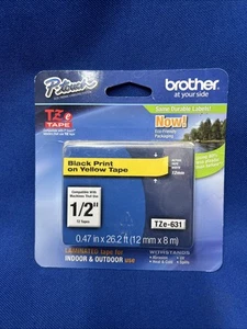 Brother P Touch TZ laminiertes Klebeband TZe 631 schwarz Druck gelb Band 1/2 Zoll - Bild 1 von 2
