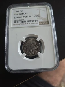 1935 buffalo nickel NGC FINE DETAILS - Environmental Damage - Picture 1 of 6