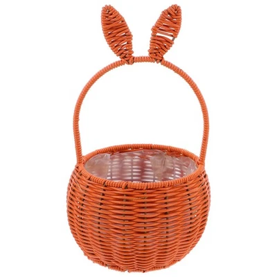  Cesto per orecchie coniglietto intrecciato finto cesto di fiori rattan per - Immagine 1 di 4