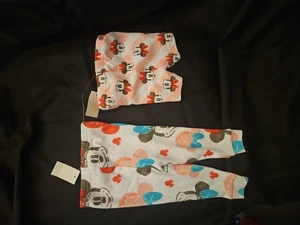 Nwt 2 Pairs Total 1 Of Mickey Mouse Pants & 1 Pair Of Minnie Mouse Shorts 12Mont - Picture 1 of 3