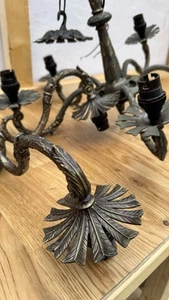Vintage Antique 5 Arm British Brass Chandelier Decorative Bronze + wall light - Picture 1 of 7