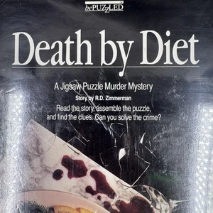 New Murder Mystery Jigsaw Puzzle bePuzzled "Death by Diet" 500 PC 20"X20" 1987 - Picture 1 of 5