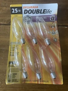 VINTAGE Sylvania Double Life 6 Pack 60W Chandelier B10 Light Bulbs Small Base - Picture 1 of 4
