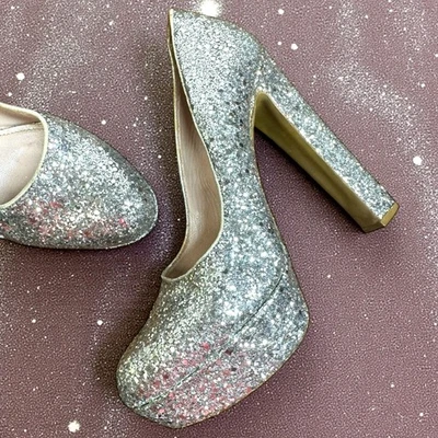 Miu Miu Silver Glitter Platform Heels Size 36.5 Pumps - Image 1 of 4
