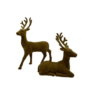 Juego de 2 Decoración de Mesa de Vacaciones Terciopelo Reno Mostaza Irrompible 8"x12" - Imagen 1 de 4