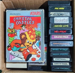 26- Atari 2600 Games Untested Crystal Castles, Space Invaders, Pac Man, & More - Picture 1 of 10