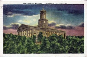 State Capitol At Night Nashville Tennessee Postcard 1953 Posted - Picture 1 of 2