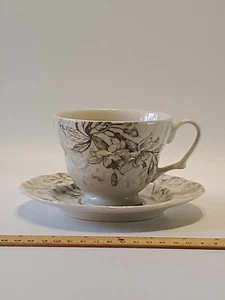222 Fifth 3.5"×4" Pedestal Cup 10 oz and 6.5" Saucer Love Poem EUC - Picture 1 of 12