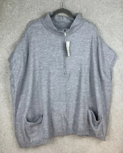 Francesca's Pullover Damen groß grau ärmellos übergroßer Pullover neu mit Etikett gemütlich - Bild 1 von 15
