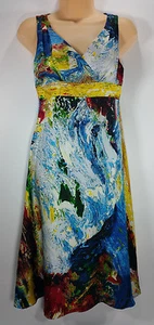 Vestido DVF DIANE VON FURSTENBERG Seda Imperio Cintura Sin Mangas Talla 2 Artístico Colorido - Imagen 1 de 12