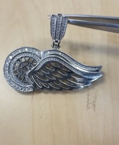Sterling SILVER 925 NHL Detroit Red Wings Pendant With CZ EXTRA LARGE - Picture 1 of 17