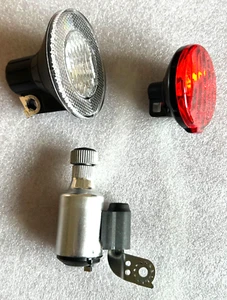 UNION - BICYCLE GENERATOR SET - FRONT / REAR LIGHTS - 6V / 3W - HALOGEM 98-53 - Picture 1 of 13