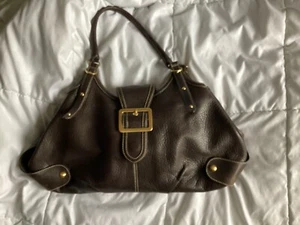 Maxx NY Leather Shoulder Handbag Satchel Tote Brown XL - Picture 1 of 10