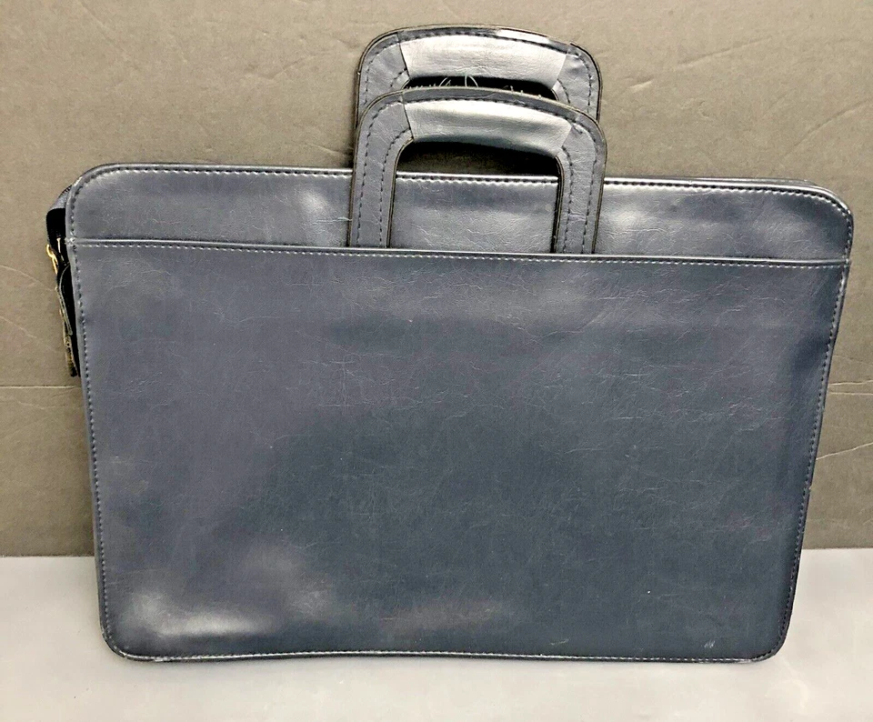 Pasta portfólio de couro Cambridge azul escuro 16" X 12" - Imagem 1 de 4