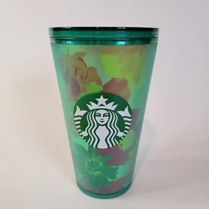 2022 Starbucks grüne Blumen Erdbeere 16oz kalte Stroh Tasse Becher KEIN STROHHALM - Bild 1 von 6