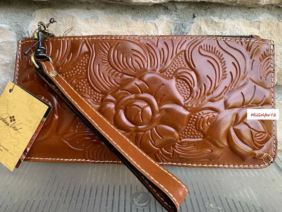 Patricia Nash Bag Croce Leather Wristlet Clutch Tooled Florence P55607