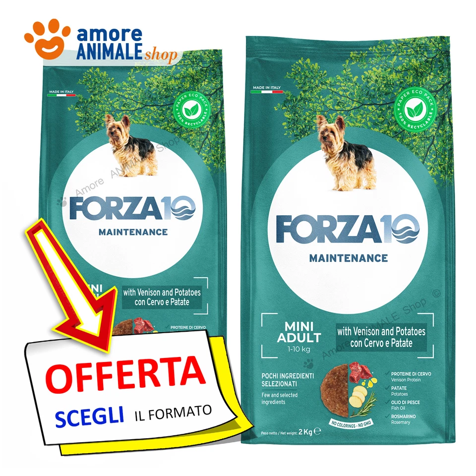 Forza10 Dog Maintenance → Cervo e Patate - 2 kg - Mini Adult - Cibo Cani, Cane