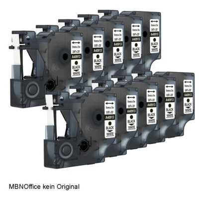 A40913 (D1) 10erSet Schriftbänder passend Dymo Labeldrucker kein Original Dymo