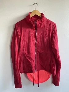 RAPHA Women's Rain Bomber Cycling Jacket Coat Medium Red Zip Up - Picture 1 of 14