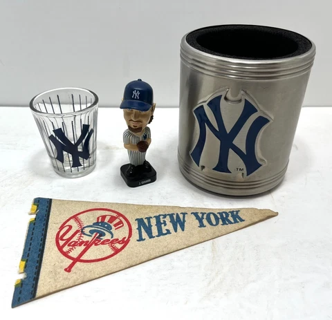 New York Yankees Lot Shot Glass Metal Koozie Vintage Mini Pennant Giambi Mini Cover