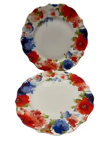 222 Fifth Set Of 6 Claudette Fine Porcelain China  DW MW Safe Floral 10 3/4” - Picture 1 of 5