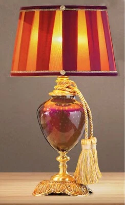 Lámpara de Mesa Soporte Vidrio Latón Italiano Organza Luz Elegantes Lámparas K Foto 1 de 4