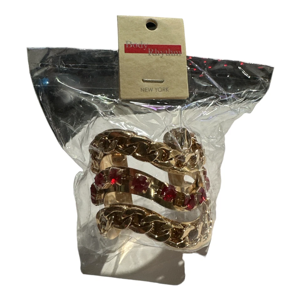 Body Rhythm New York Mujer Pulsera Brazalete Ancho Color Dorado con Escama Rojo Foto 1 de 1