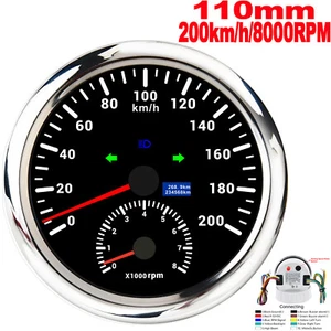 110mm Boat GPS Speedometer &Tachometer 200 KM/H Turn Signal High Beam Waterproof - Picture 1 of 16