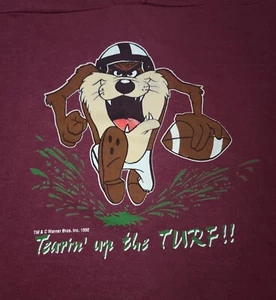 Camiseta de fútbol americano vintage 1990 Tasmania Devil Taz jóvenes niños grande L 14-16 - Imagen 1 de 6