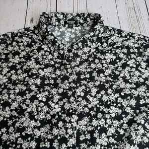 Express Portofino Button Up Long Sleeve Floral Shirt Womens Medium Black White - Picture 1 of 10