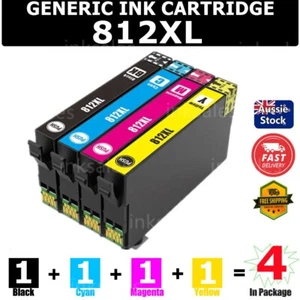 4x Generic 812XL 812 Ink Cartridge For EPSON WF3820 WF4830 WF7830 WF7840 WF7845 - Picture 1 of 5