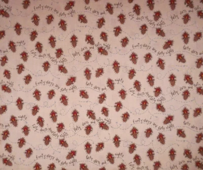 Nursery Fabric By The Yard Noahs Ark 40 Days & 40 Nights Tan Baby Cotton Vtg HTF - Image 1 of 2