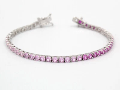 Bracciale Argento Tennis Gioielli Rosa Sfumato Zirconi Base Alta Qualità Lady  - Immagine 1 di 4