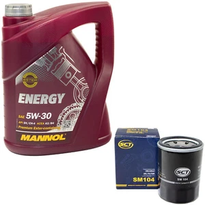 Motoröl Set 5W-30 5 Liter + Ölfilter SM 104 für Fiat Ford Honda KIA Mazda Lancia - Bild 1 von 4
