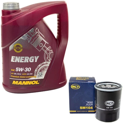 Motoröl Set 5W-30 5 Liter + Ölfilter SM 104 für Fiat Ford Honda KIA Mazda Lancia - Bild 1 von 4