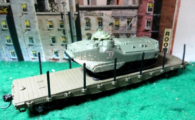 Model Power US Army Flat Car W/MATCHBOX AMPHBIOUS PERSONNEL CARRIER - Image 1 of 4