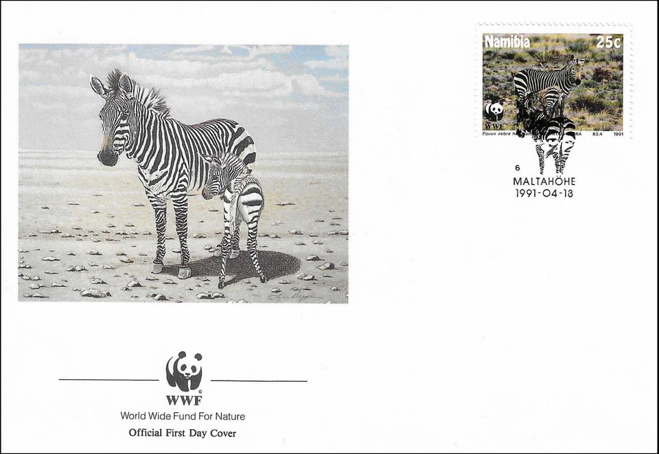 Mountain Zebra Equus Zebra With Baby Namibia Mint FDC Cover 1991 - Image 1 of 1