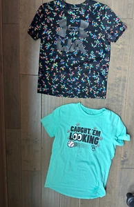 Boys T Shirt Lot of 2 Youth Medium Under Armour Baseball shirt - Picture 1 of 8
