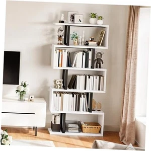  Tall Bookshelf Modern Book Shelf 6 Tier Bookcase, Open 31.5"W x 70.5"H White - Picture 1 of 8