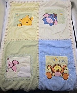 Disney Winnie The Pooh Plush Baby Blanket Soft Comforter 4 Block Design (312) - Bild 1 von 4