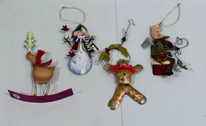 4er Set Metall Weihnachtsschmuck Lebkuchenmann, Schneemann, Hund, Angeln Elch - Bild 1 von 14